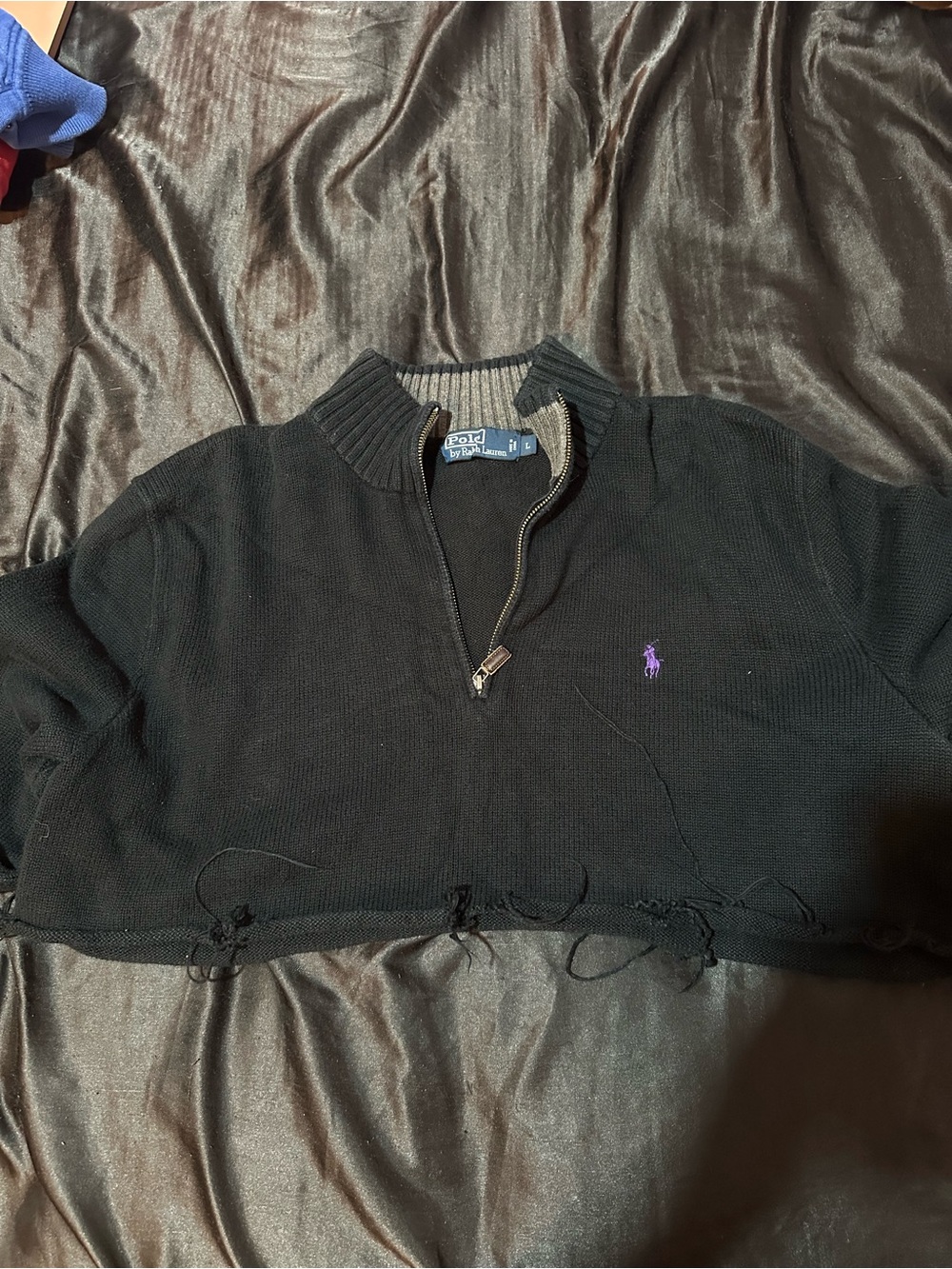 Polo by Ralph Lauren Black Half-Zip Pullover with Gold Zip